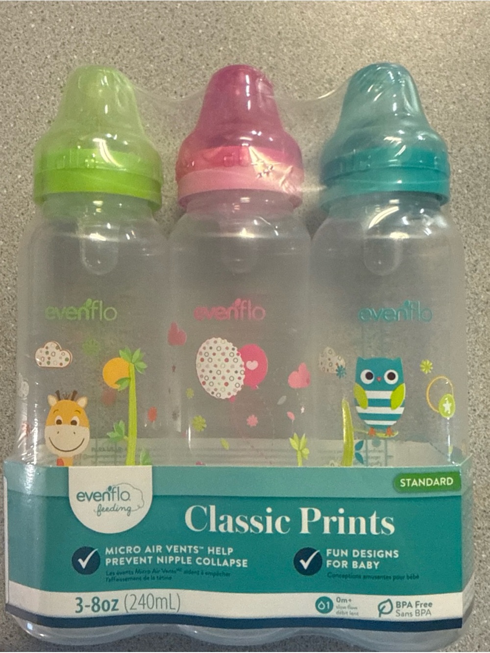 Evenflo Classic Print Bottles 3 pack